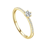 Bague Classique Dorée Zircone en Argent 925 Liora®