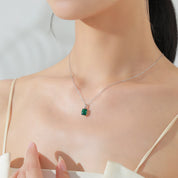 Collier Rectangulaire Vert Zircone en Argent 925 Liora®