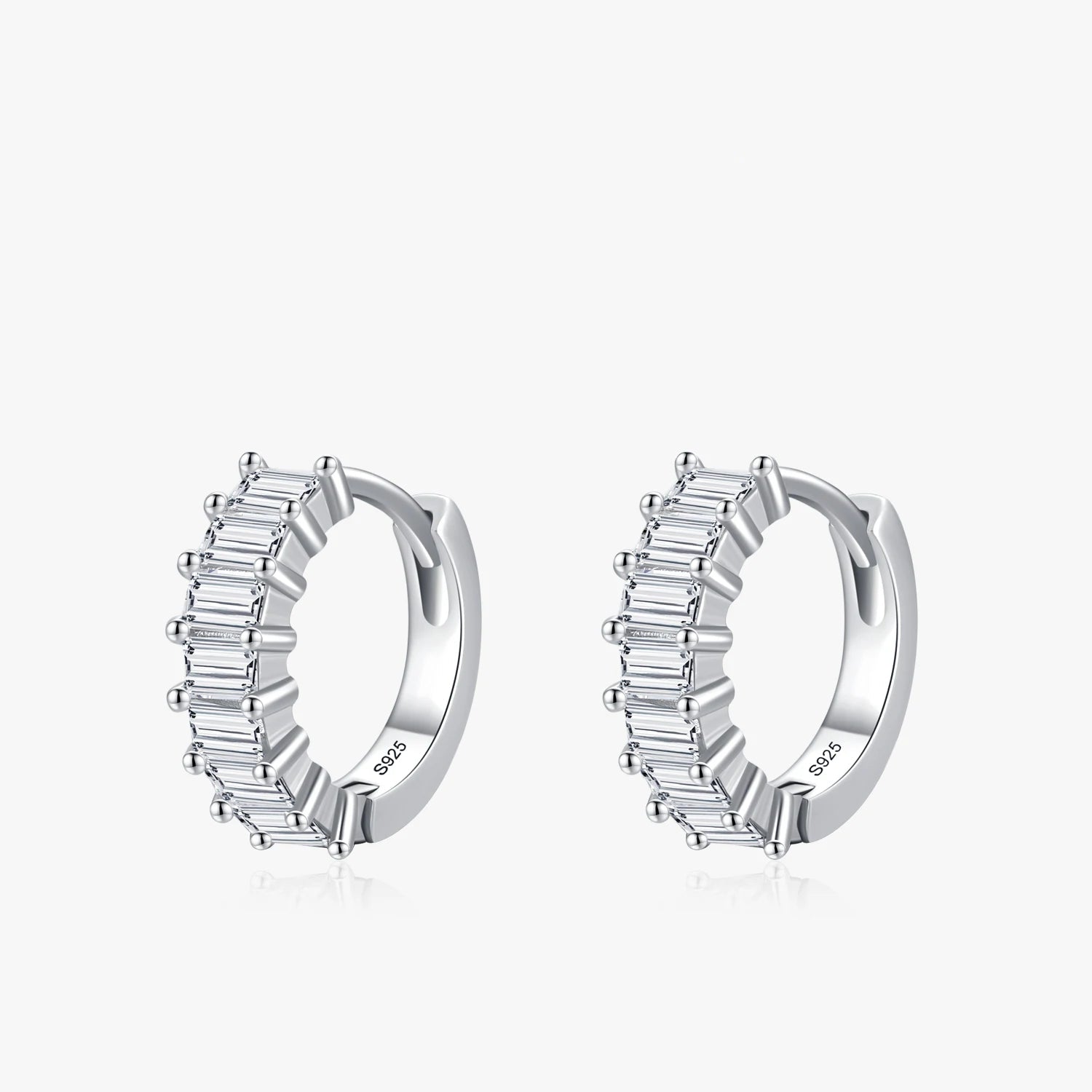 Créoles Rectangulaires Zircone en Argent 925 Liora®