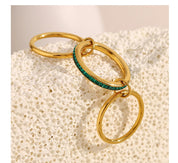 Bague Zircon Trois Doigts Plaqué Or 18K