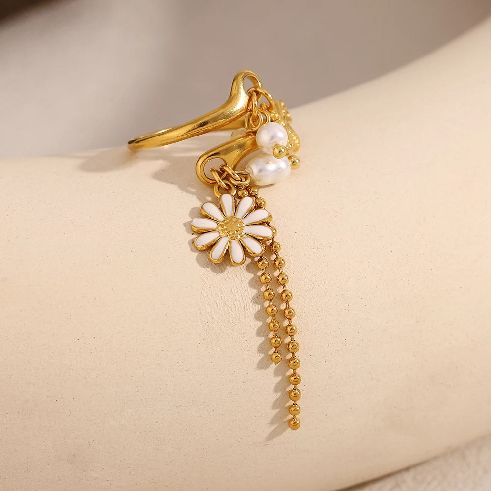 Bague Fleur & Insecte en 18k
