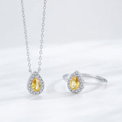 Parure Goutte Zircone Jaune en Argent 925 Liora®