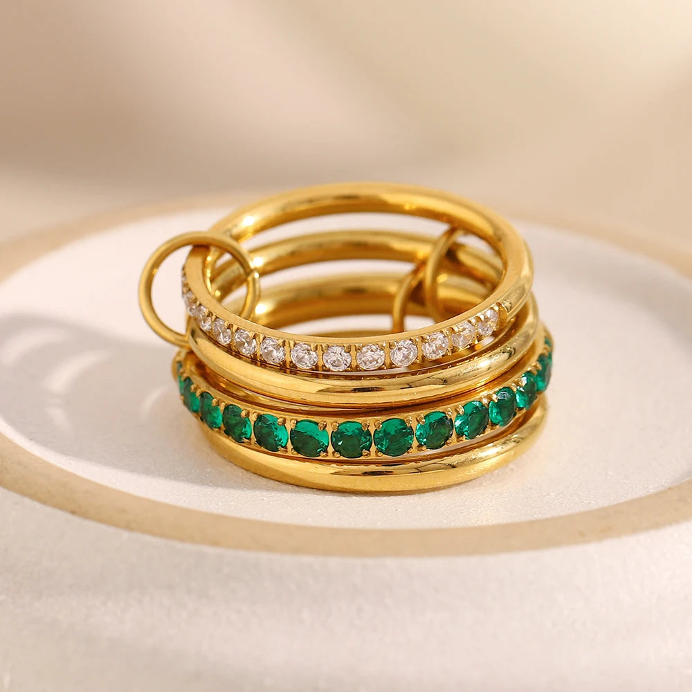 Bague Zircon Trois Doigts Plaqué Or 18K