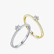 Bague Classique Dorée Zircone en Argent 925 Liora®