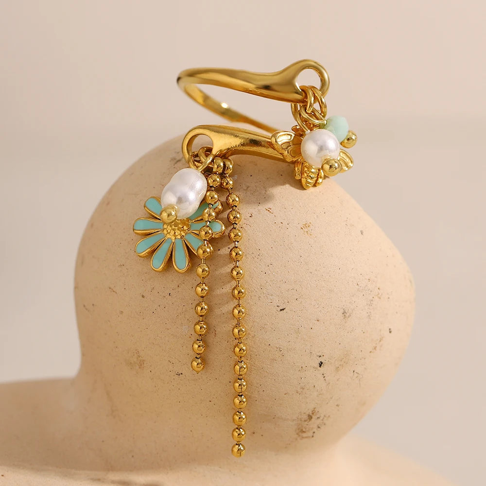 Bague Fleur & Insecte en 18k