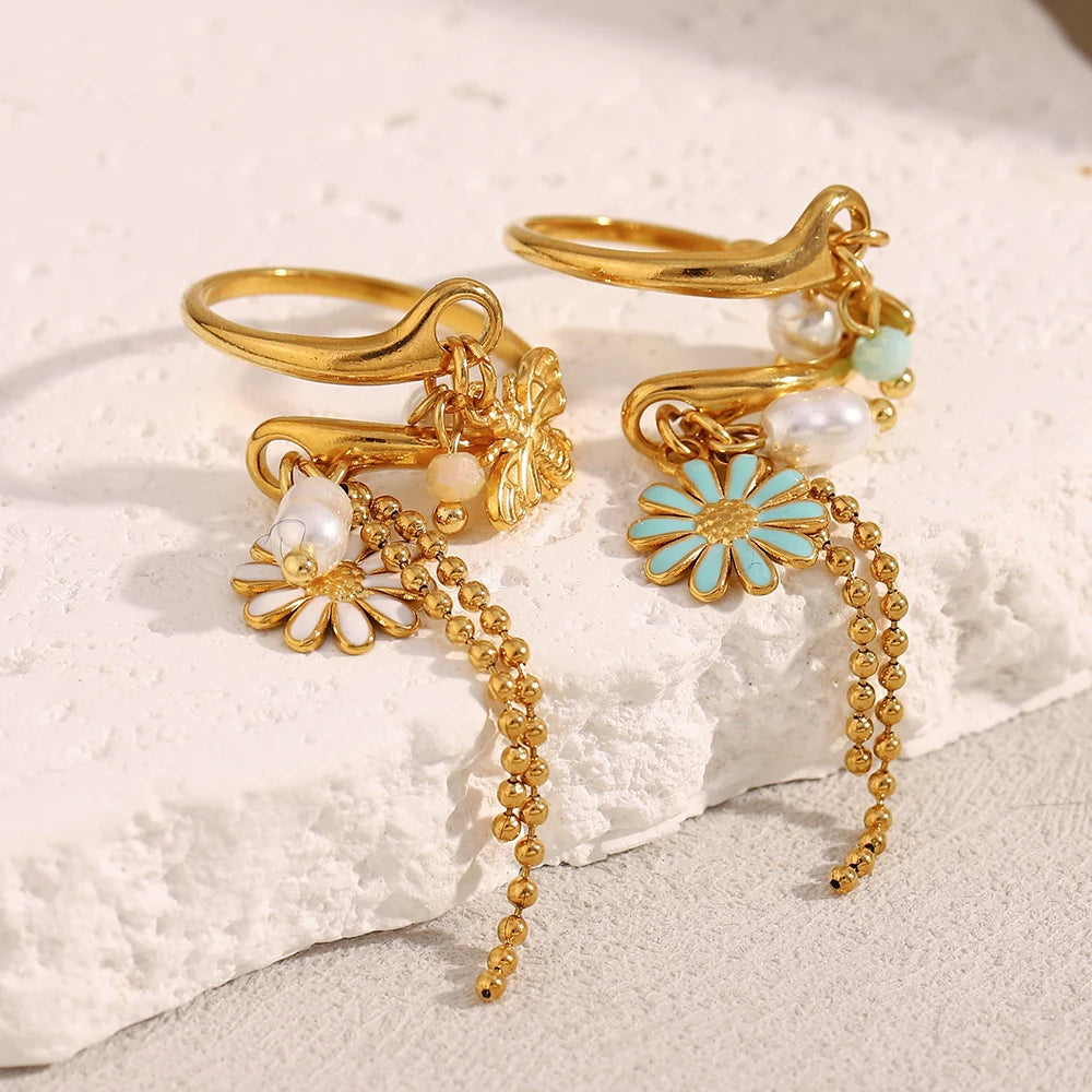 Bague Fleur & Insecte en 18k