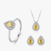 Parure Goutte Zircone Jaune en Argent 925 Liora®