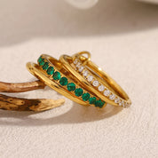 Bague Zircon Trois Doigts Plaqué Or 18K