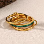 Bague Zircon Trois Doigts Plaqué Or 18K