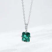 Collier Rectangulaire Vert Zircone en Argent 925 Liora®