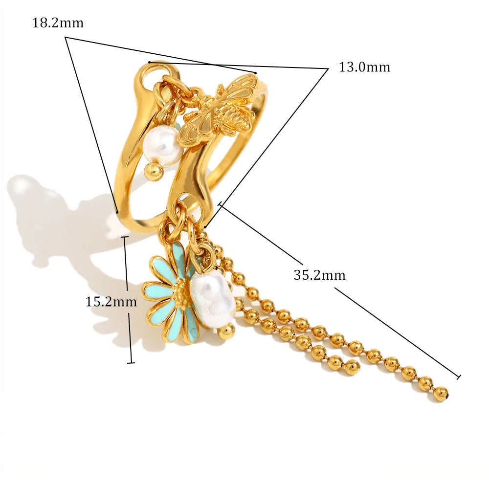 Bague Fleur & Insecte en 18k