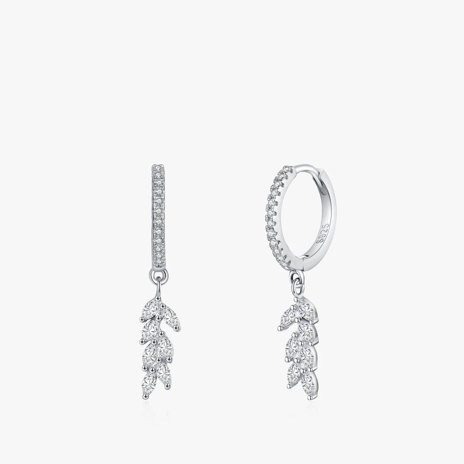 Boucles d’Oreilles Feuille Zircone en Argent 925 Liora®
