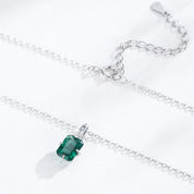 Collier Rectangulaire Vert Zircone en Argent 925 Liora®
