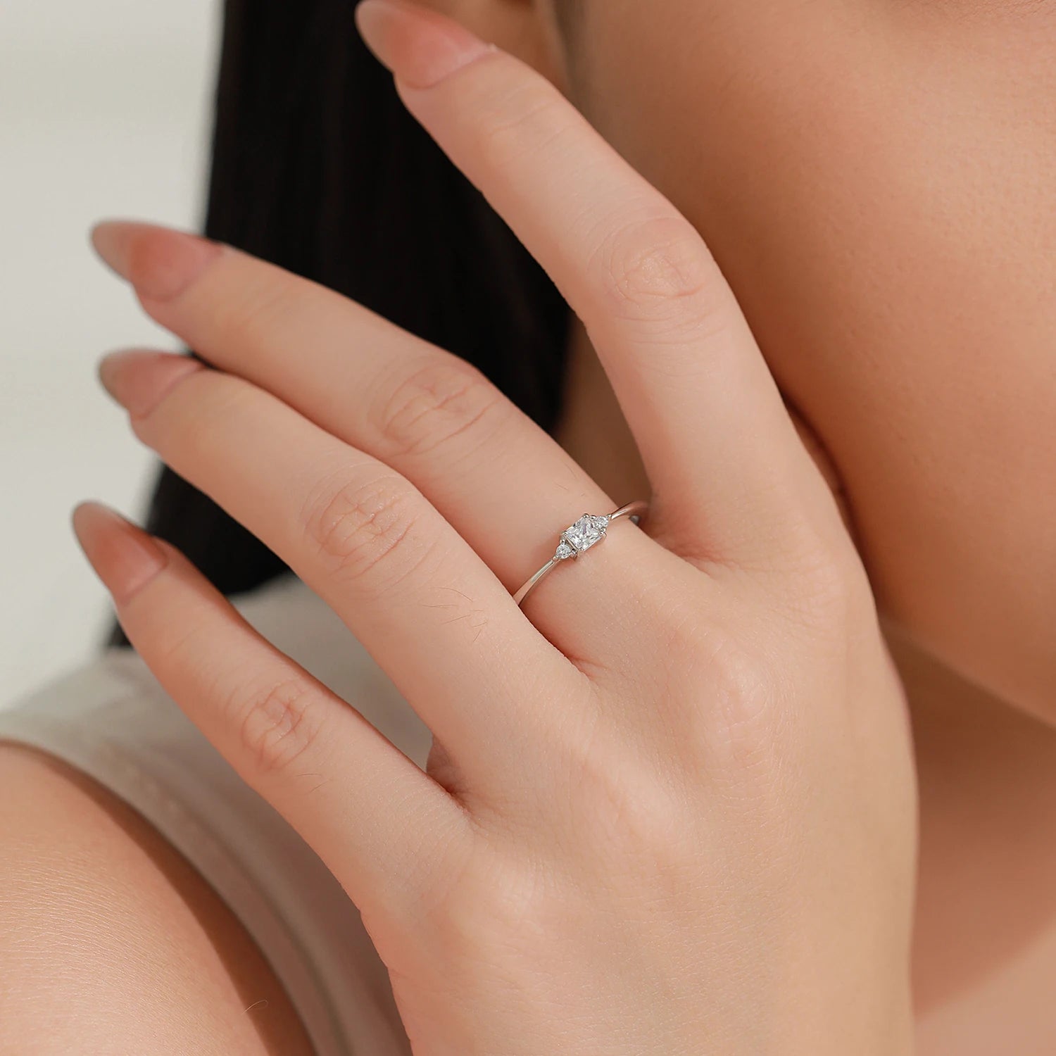 Bague Carrée Zircone en Argent 925 Liora®