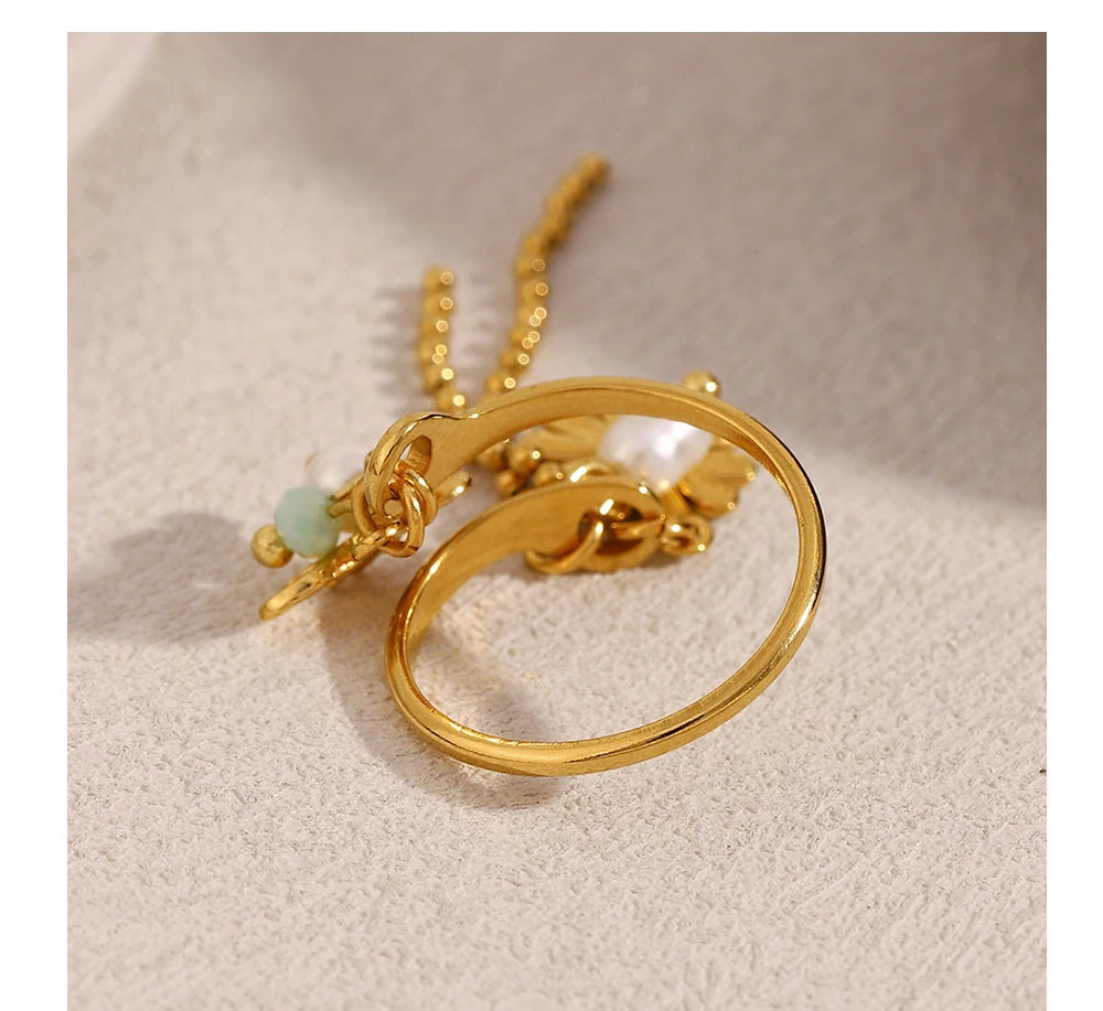 Bague Fleur & Insecte en 18k