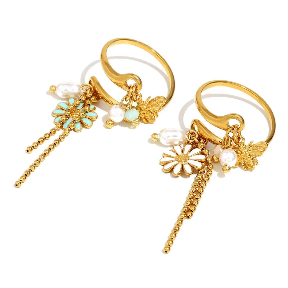 Bague Fleur & Insecte en 18k
