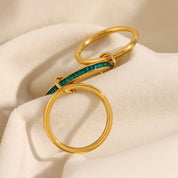 Bague Zircon Trois Doigts Plaqué Or 18K