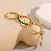 Bague Zircon Trois Doigts Plaqué Or 18K
