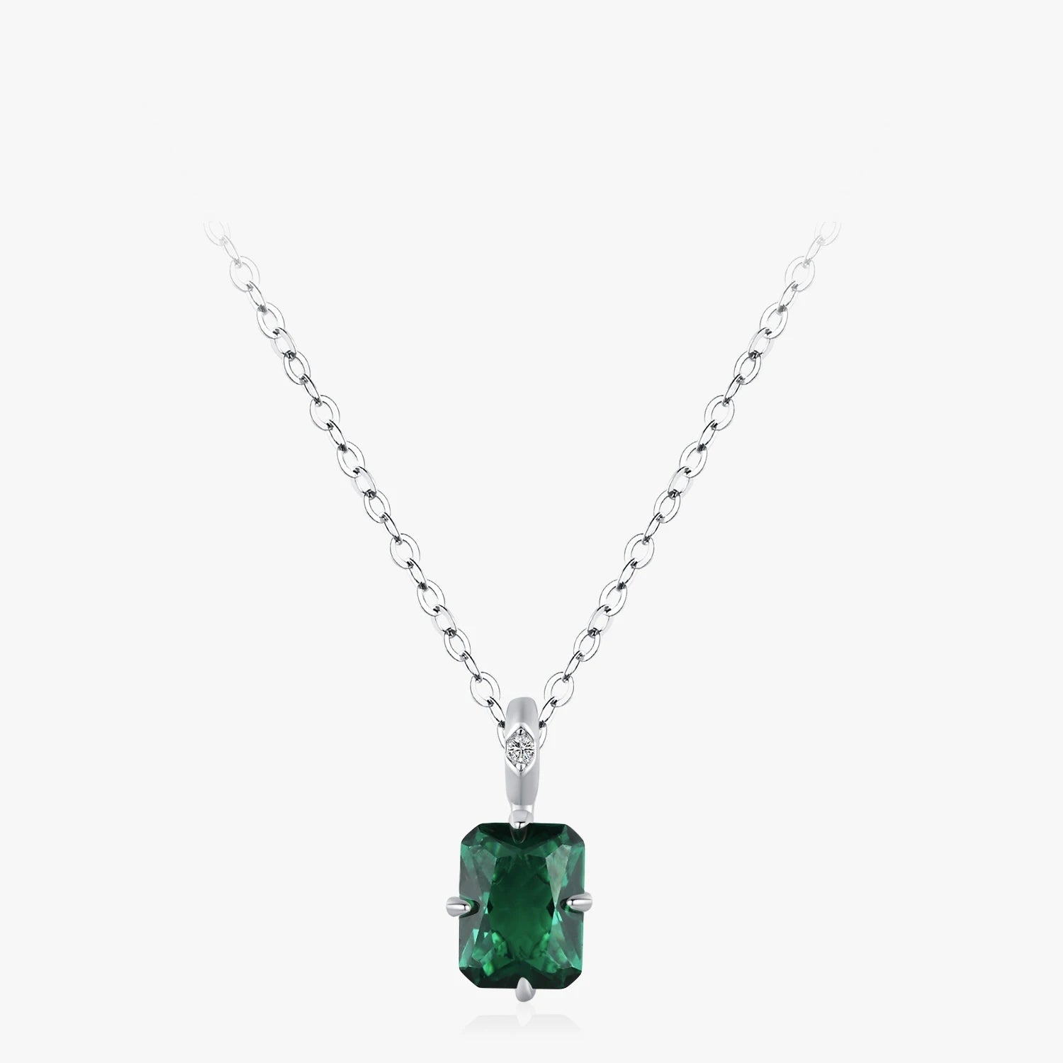 Collier Rectangulaire Vert Zircone en Argent 925 Liora®