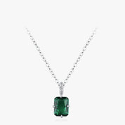 Collier Rectangulaire Vert Zircone en Argent 925 Liora®